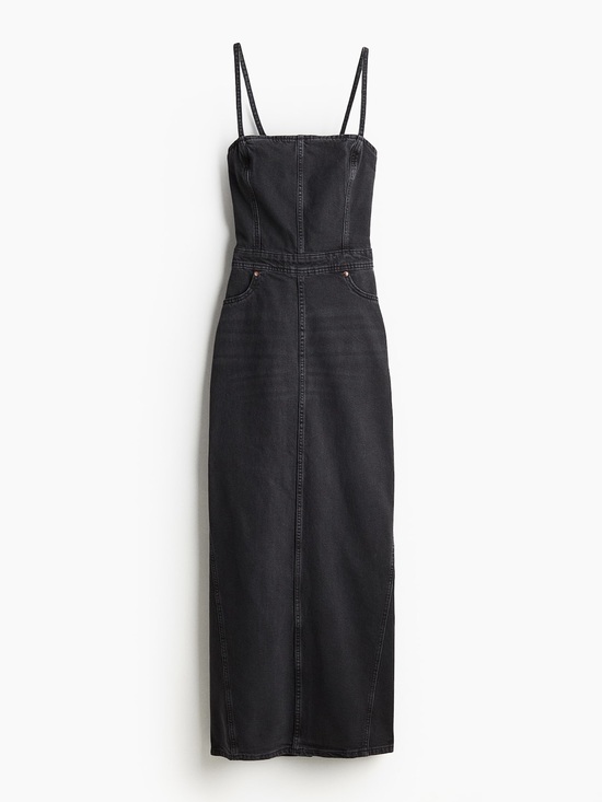 H&M Dresses & Skirts - H&M Black Denim Maxi Open back Dress with Spaghetti Straps